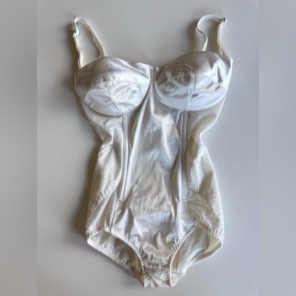 vintage 80s jezebel satin corset bustier bodice teddy lingerie 34D Made In USA
